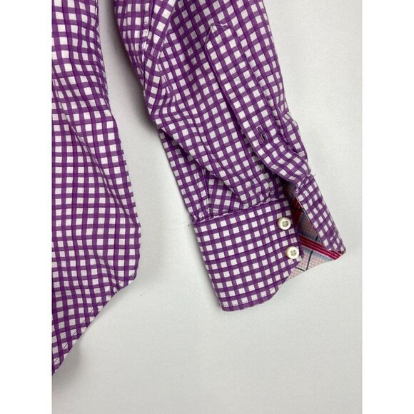 Tailorbyrd Plaid Button Down Purple Shirt 100% Cotton Size Small - Picture 8 of 10